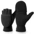 Half finger flip gloves Thermal Winter Gloves: Windproof 2 in 1 Convertible Mittens for Men & Women (Black S)