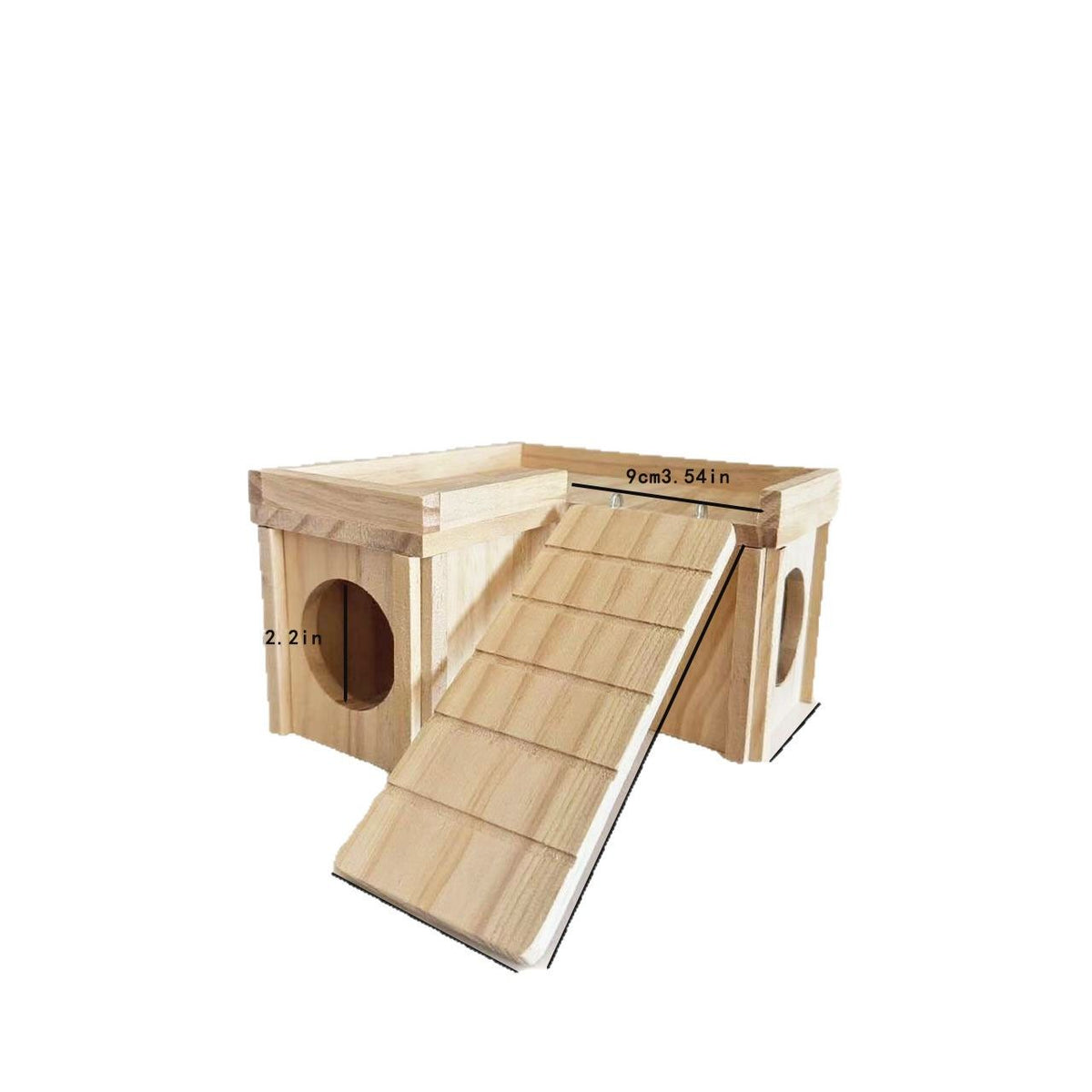Wooden Hamster Hideout Hamster Wood House with Ladder Hides Platform Decor Detachable Small Animals Cage Accessories for Rat Gerbils and Other Small Pets