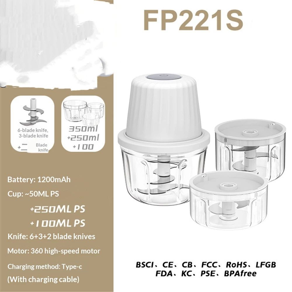Mini Food Processor Cordless Set with Multiple 3*(350ml+250ml+100ml) Bowls＆ 6+3+2 Blades, Small Garlic Chopper Mincer, USB Rechargeable Battery Vegetable Chopper,Wireless Electric Meat Blender Grinder