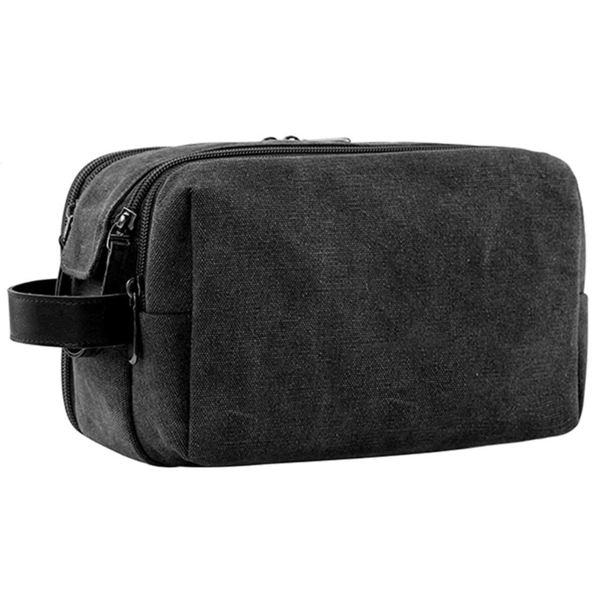 Toiletry Bag for Men, Canvas Travel Toiletry Organizer Dopp Kit Water-resistant Shaving Bag for Toiletries Accessories,black-Medium