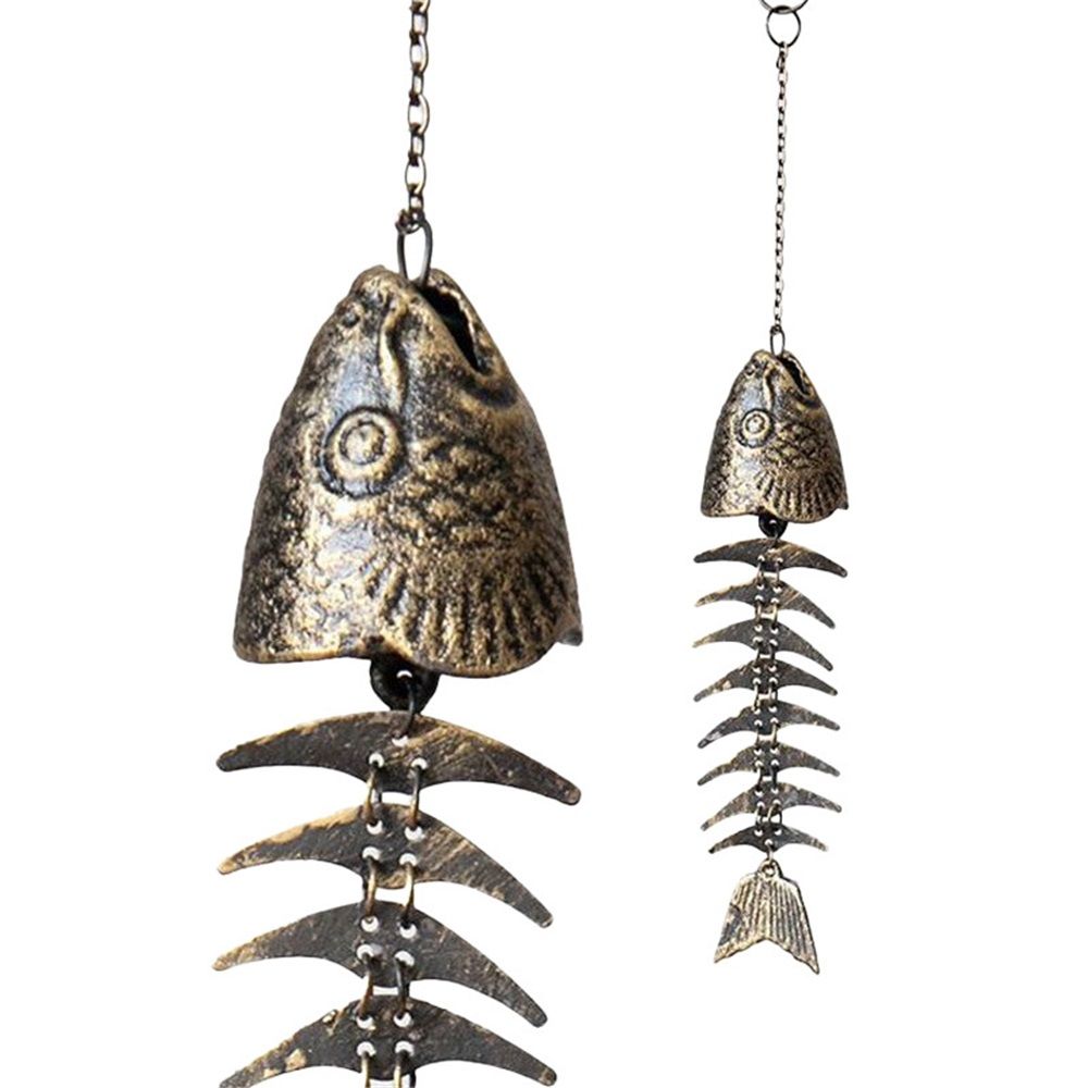 Fish Windchime,Fish Skeleton Windchime,Fish Bone Cast Iron Wind Chimes Vintage Metal Wind Chimes Outdoor Soothing Melody for Garden Home Yard Porch Hanging Decor