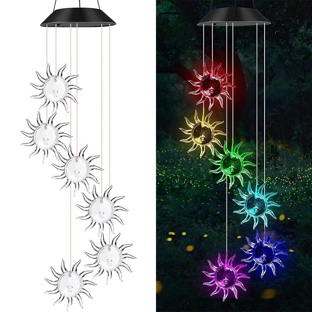 Sun Flower Solar Wind Chimes,gradening Gift  Birthday Day,Perfect for Patio Solar Light Yard Decor for Christmas