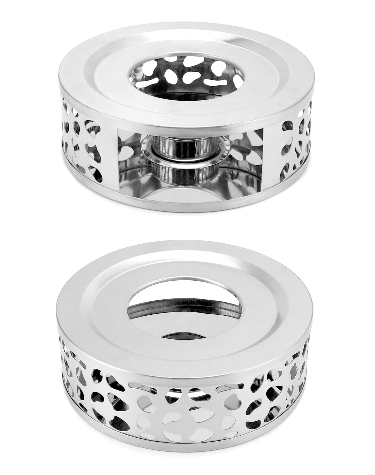 2pcs Stainless Steel Teapot Warmer, Tea Warmer for Teapot, Silver Color  hot tea stove, hot coffee stove, and tea warmer base