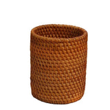 Handmade Rattan Pencil Holder, Cone Makeup Brush Holder, Table Décor Organizer Cups for Stationery, Cosmetic Brushes, Flower Vase, Brown, (8*10CM)