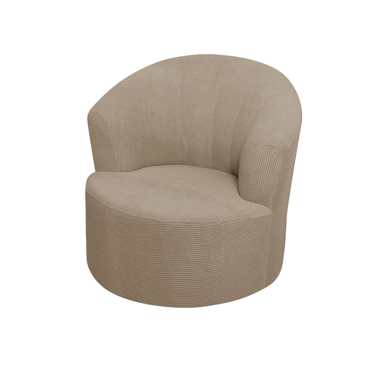 Jacquard Swivel Barrel Chair Cover, Soft Polar Fleece Swivel Accent Chair Slipcover,Modern Barrel Chair Slipcover for Round Club Armchair (Khaki)