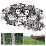 200 Pcs Fence Wire Clamps Stainless Steel Fencing Mounting Clips with 220 Pcs Stainless Steel Screws for Gauge Welded Wire to Wood, Metal or Vinyl Fenc0