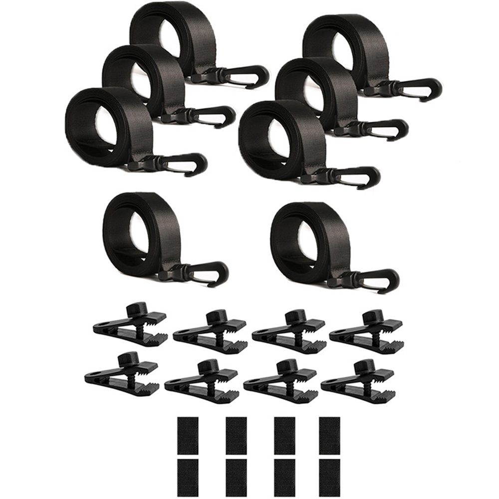 Upgraded Pool Solar Cover Reel Straps,24 Pcs Including 8 Snap-Lock Solar Cover Clips,8 Pcs 3 Times Denser Nylon Solar Cover Straps,8 Hook