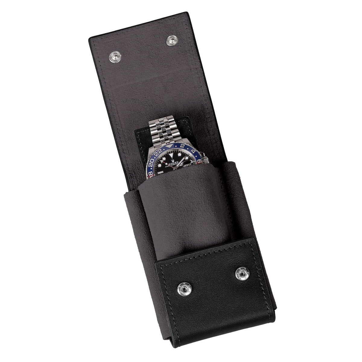 Leather Watch Travel Case Pouch Portable Watch Case for Men Single Watch Band Storage Bag Watch Accessories (Black,Excluding watches)