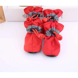 Dog Boots Paw Protectors,Small Dog Winter Boots Shoes,with Anti-Slip Sole and Plush for Warm Snow Outdoor Walking,Pack of 8(Red+Red.Size 7)
