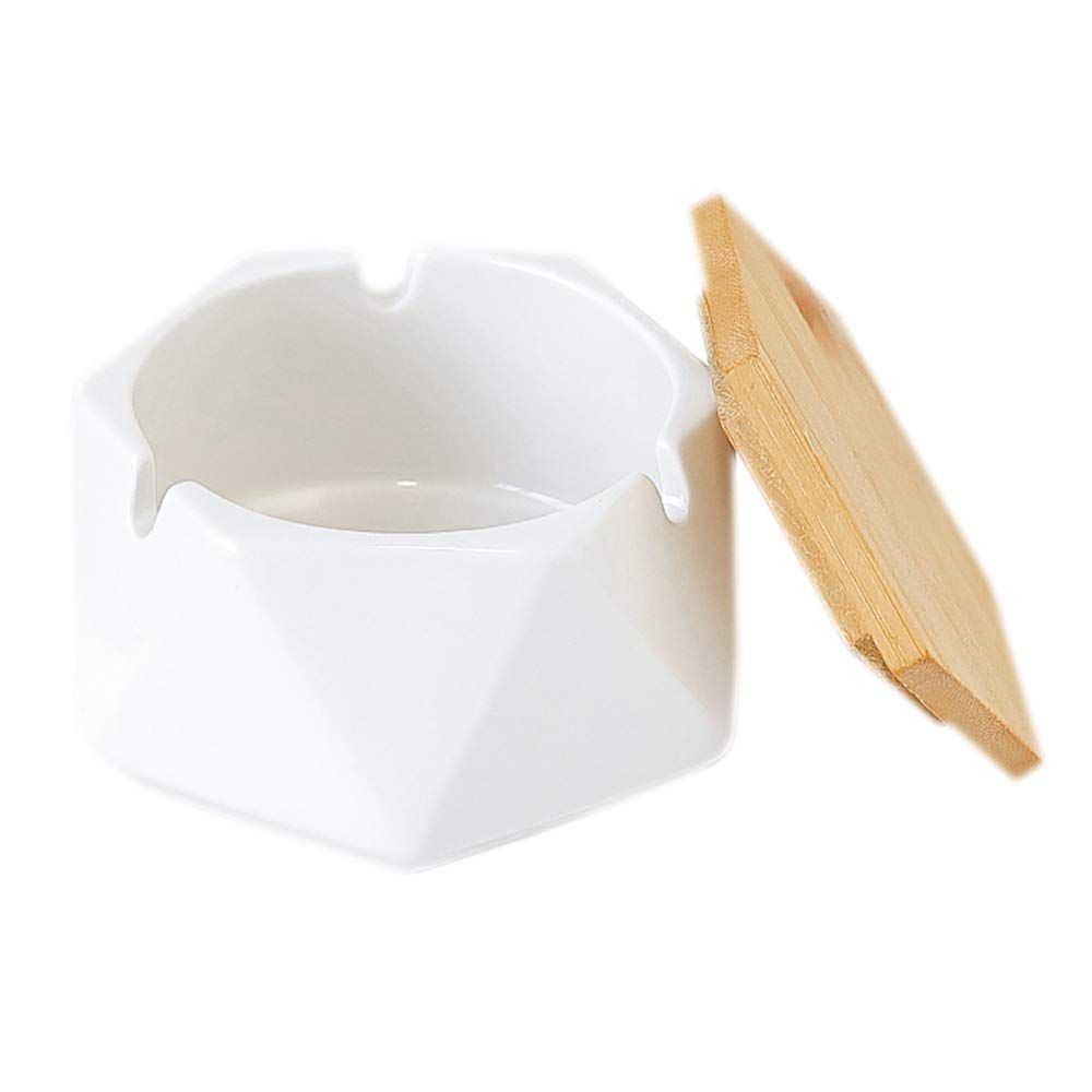 Ashtray with Lid for Cigarettes, Ash Tray Smoking Holder Indoor Smokeless Outdoor Windproof Patio Home Office Cool Decor(white)