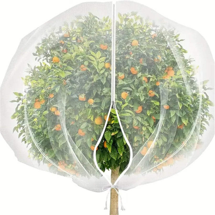 10x10ft Large Fruit Tree Netting Cover for Squirrels and Birds with Zipper, Fruit Tree Covers to Protect Fruit from for Fruit Trees (White)