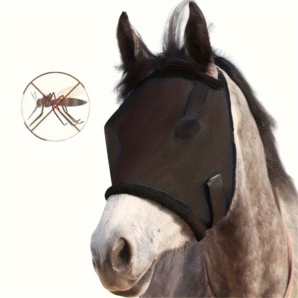 All Round Mesh Horse Fly Mask UV Protective with Padded Edging Black, Riding Equestrian Equipment for Horse