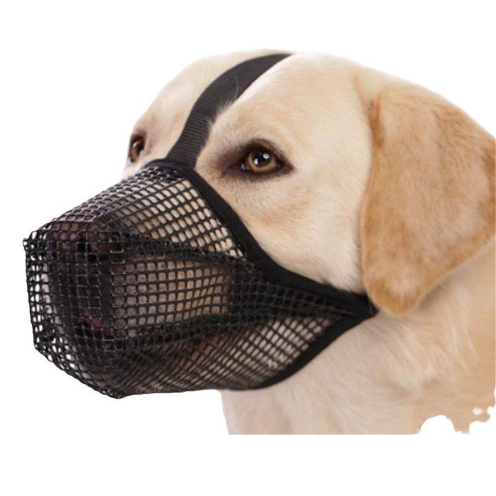 Soft Mesh Muzzle for Small Medium Large Dogs Shepherd, Breathable Adjustable Mouth Guard for Biting Chewing Scavenging, Allows Panting and Drinking(Black, L)