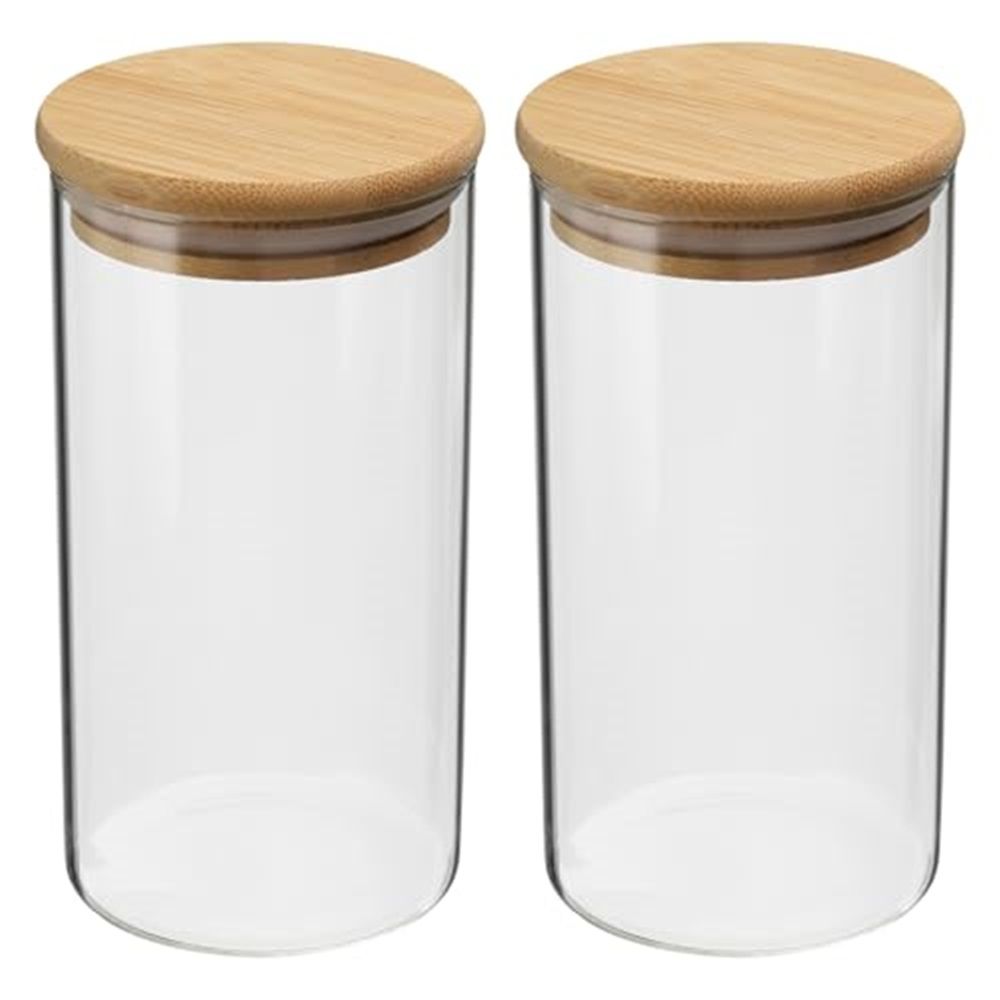 2 PCS Small Glass Storage Jars with Airtight Lids,650ml Cute Clear Storage container with Lid,Glass Pantry Canister for Beans, Rice,Sugar,Cookie Coffee