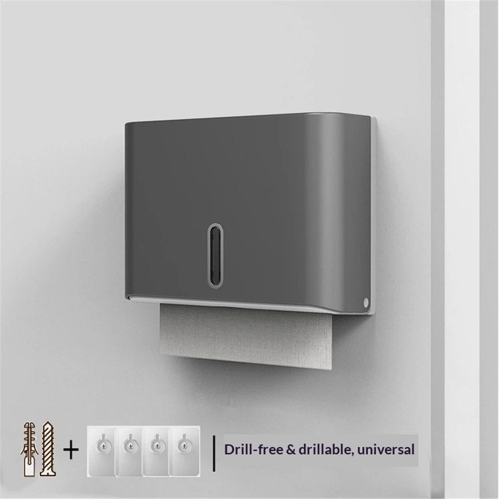 Paper Towel Dispenser Wall Mount, Adhesive Drilling Multifold Fold Commercial Hand Towel Dispenser (gray,Excluding tissues)