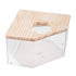 Large transparent small animal sand bath container and hamster accessories with natural wooden lid, suitable for hamsters, mice, and lemurs. .. (Triangle)