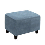 Stretch Rectangle  of Foot Stool for Living Room, Folding Storage Furniture Protector with Elastic Bottom, Machine Washable(Gray Blue, L)