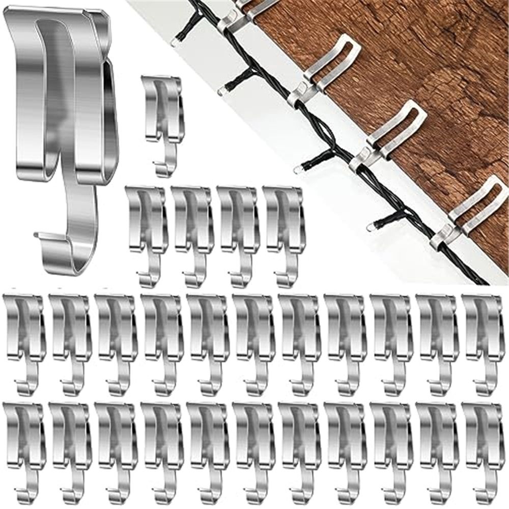 100 Pcs Christmas Light Clips Metal Gutter Hooks for Outdoor Xmas Hangers for Shingles Roof Seasonal Lighting Gutter Clips Hanging Festival Xmas Outside Decoration