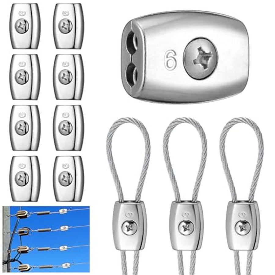 10 Pcs Electric Rope Connectors 6 mm Poly Rope Connector Electric Fence Connectors Heavy Duty Wires Splicer Galvanized Steel for Agricultural Fencing Connection