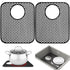 Kitchen Sink Mats, 2PCS Non-Slip Heat Resistant Silicone Sink Protector Mat, Folding Farmhouse Rear Drain Sink Mats (Type2: Side Drain, Black)