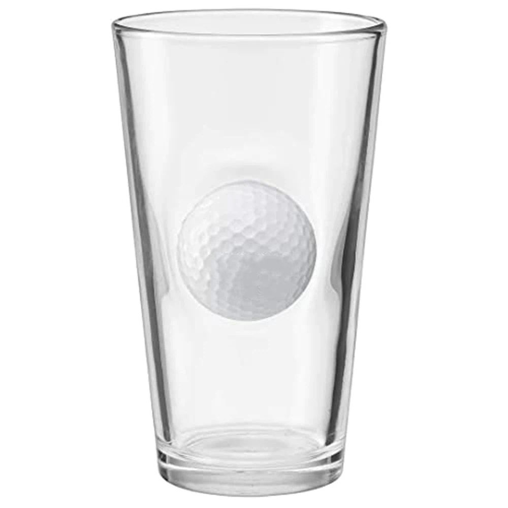 Golf Ball Pint Glass - 16oz |Whiskey Barrel Rocks Glass Golf Gifts for Men Dad, Whiskey Decanter Liquor Decanter Set for Men Husband Coaches