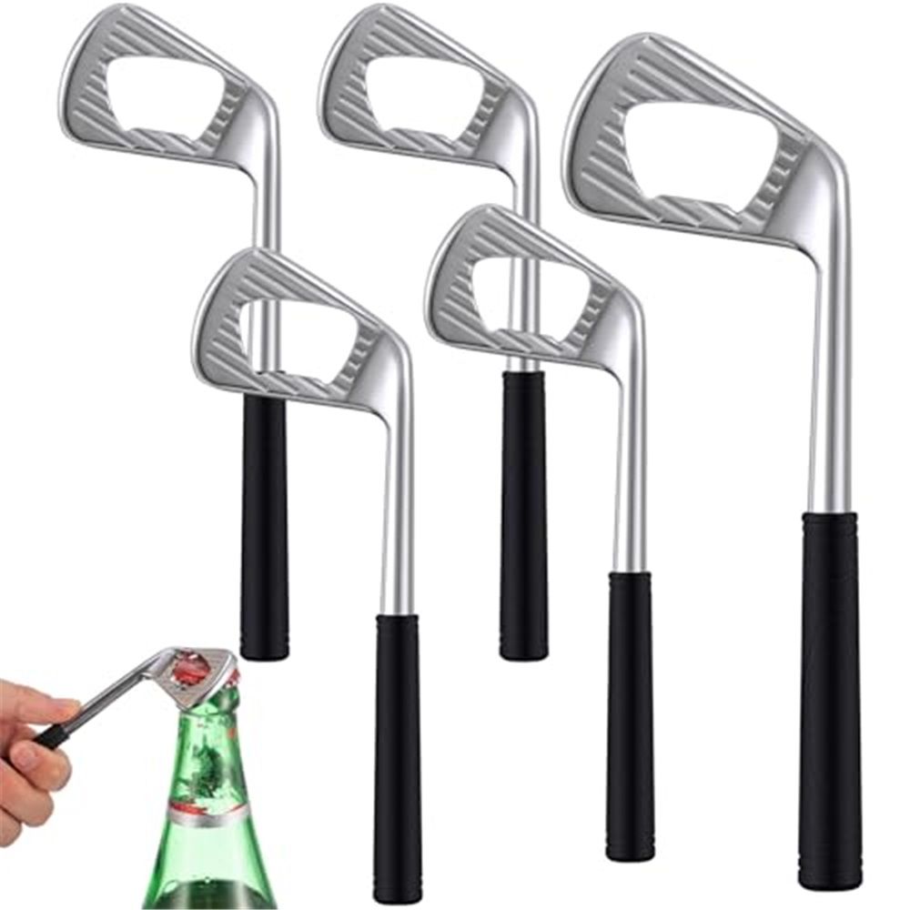 5 Pcs Golf Club Bottle Opener Bulk Novelty Groomsmen Gift Bachelor Party Favors for Golf Lover Beer Enthusiast, Made from Zinc Alloy (Silver)