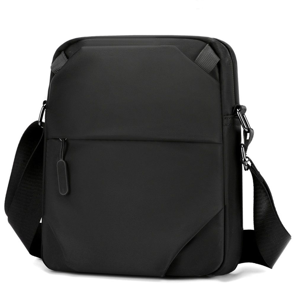 Crossbody bag for men, Small messenger bag with zipper and adjustable shoulder strap, Slim Shoulder Bag with Pocket, Black