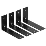 4 pack Black Shelf Bracket, 7 Inch L Brackets Heavy Duty, Stainless Steel Shelf Supports Wall Mounted for Floating Shelves, Includes Hardware