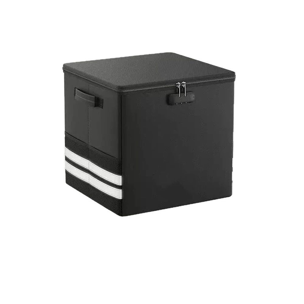 Record Storage Box with Lock,Fireproof＆Water Resistant Record Organizer Storage for 100+ Single Records(12-inch),Collapsible Storage Crate with Lid&Handles for Valuable Album Collection