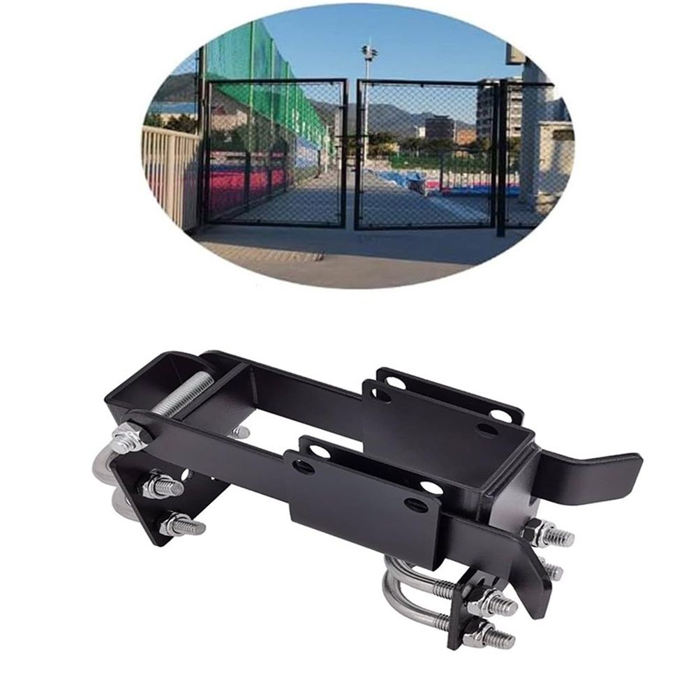Chain Link Double Gate Latch for 1.375in Gate Frames - Strong Arm Design with Padlock Holes,Chain Link Fence Latch for Ranch Fences & Yard Gates (Black)