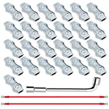 25 PCS M5 Poly Rope Connector Wires Splicer Galvanized Steel Connector Kit for Electric Fences + 3 PCS Polyrope to Polyrope Connector Silicone Copper Conductive Wires + Sleeve Tool