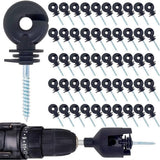50 Pcs Black Electric Fence Insulator Screw-in Insulator Fence Ring Post Wood Post Insulator and 1 Pc Free Insulator Socket Tool (Grid System Accessories for Animal Husbandry Electronic)