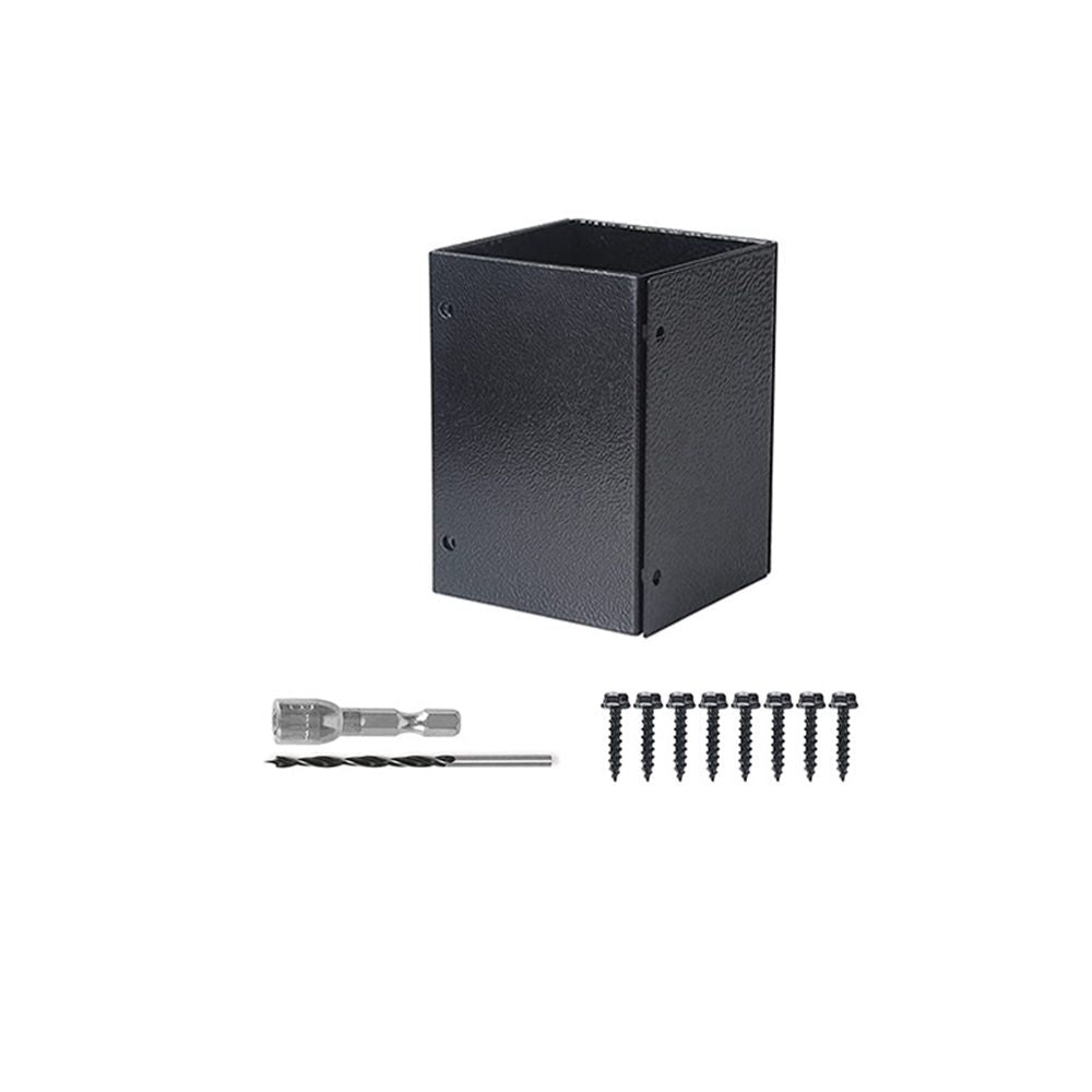 Adjustable Post Protector, 304 Stainless Steel Mailbox Post Protector, Post Sleeve Post Base Protectors for Wooden Mailbox, Deck Railing, Fences, Pergolas, Gazebos, Swing - Black