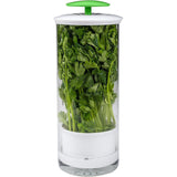 Herb Keeper and Herb Saver – Glass Storage Container for Cilantro, Mint, Parsley, Asparagus, Keeps Greens Fresh for 2-3 Weeks（green）