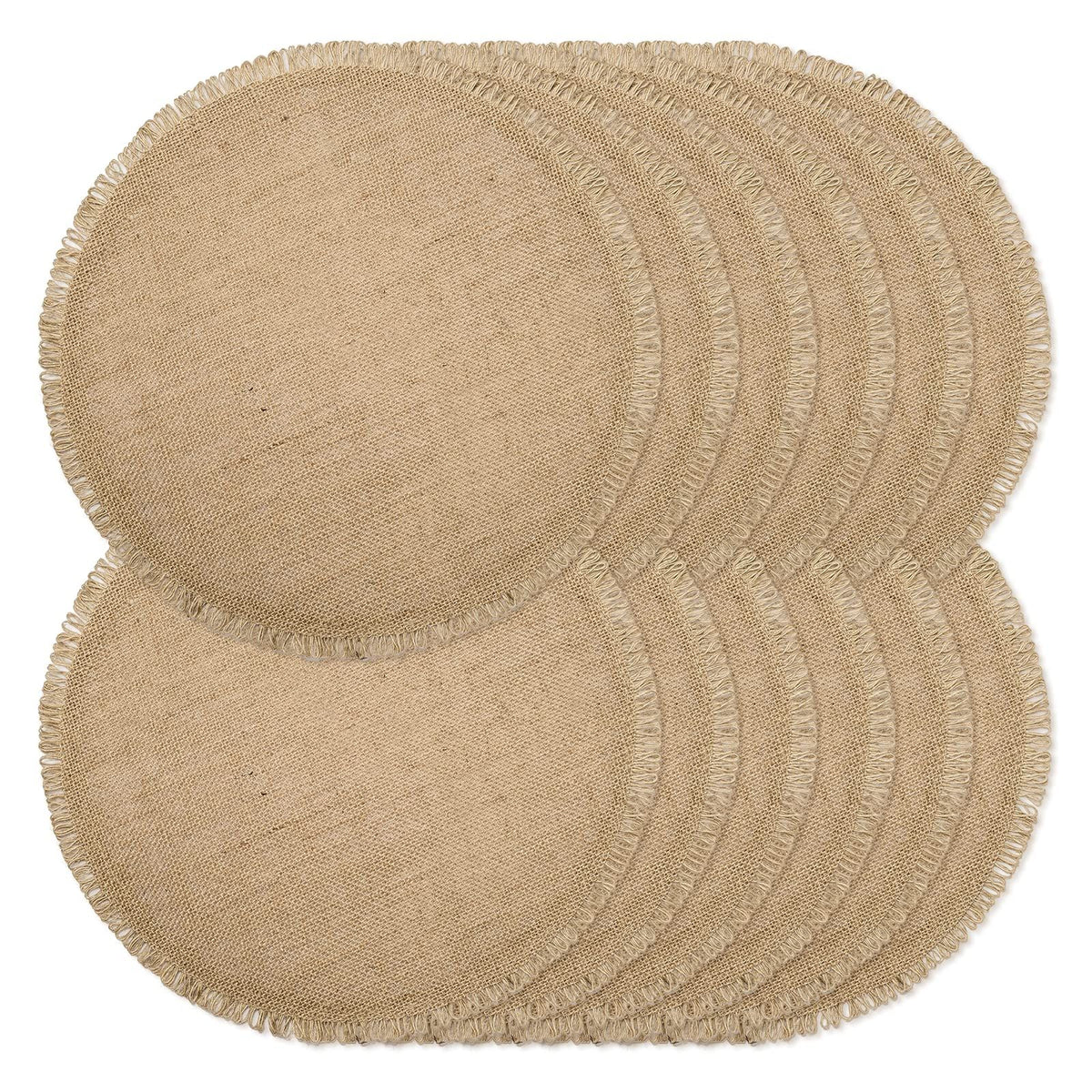Round  Placemats Set of 12 Jute Rustic Place Mats for Dining Tables Heat Resistant Natural Farmhouse Table Mats Decor for Thanksgiving (Tassel)