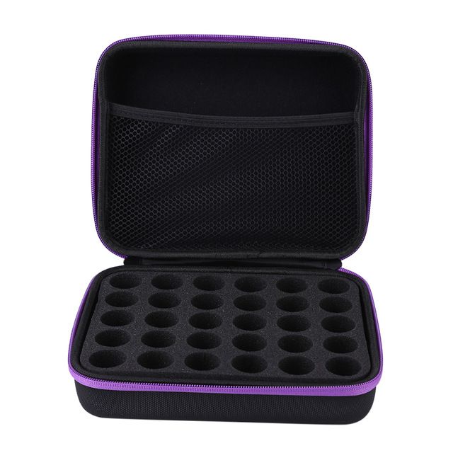 Essential Oils Carrying Case Holds, 30 Bottles 5ml, 10ml, 15ml Bottles Storage Organizer Bag Hard Shell EVA（Purple）
