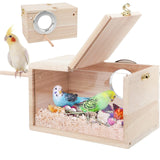 Parakeet Nesting Box Transparent Design,  Bird Nest Breeding Box with  Wood Bird Cage House for Cockatiel Lovebirds  Finch Parrotlets Canary （12*12*19.5）