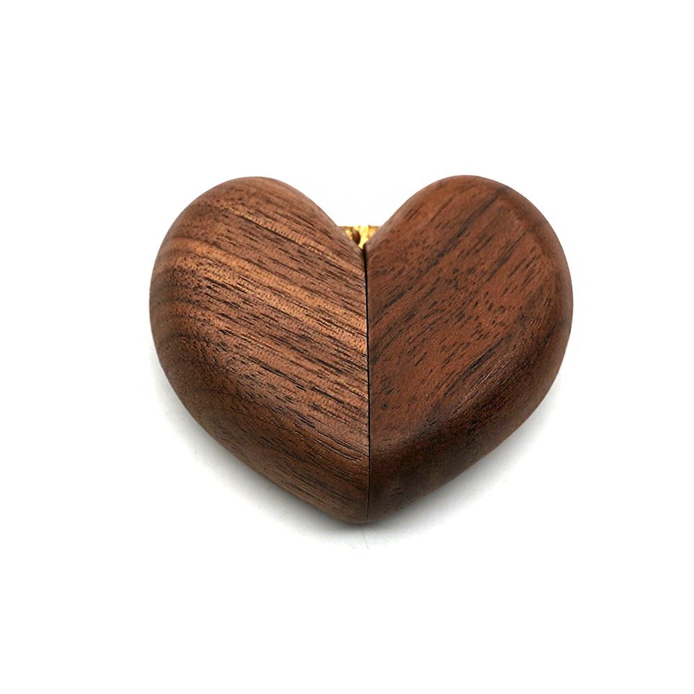 Heart Shaped Slim Secret Engagement Ring Box Wooden Pocket Sized Discreet for Wedding Ceremony Engagement Proposal Ring Bearer Ideas