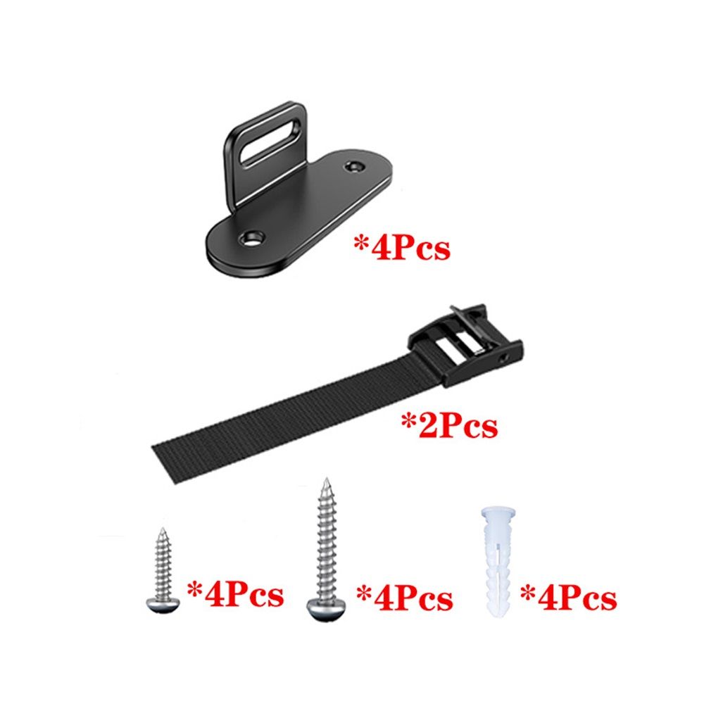 Anti Tip Furniture Anchors (2 Sets),Heavy Duty Furniture Wall Anchor,Adjustable Earthquake Straps,Furniture Anchors for Baby Proofing,Black