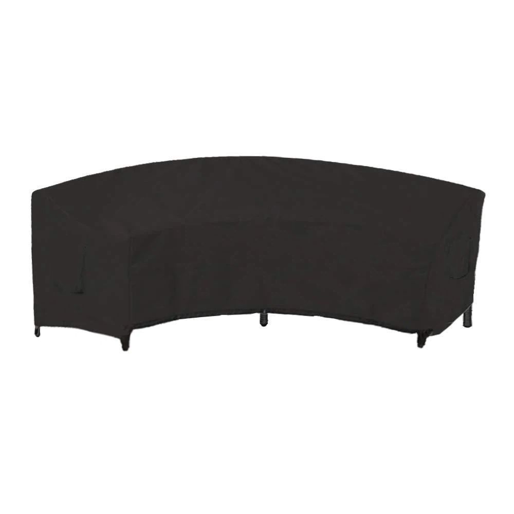 Outdoor Sectional Sofa Cover Waterproof Curved Patio Furniture Covers for Deck, Lawn and Backyard, 228x116x86cm, Black