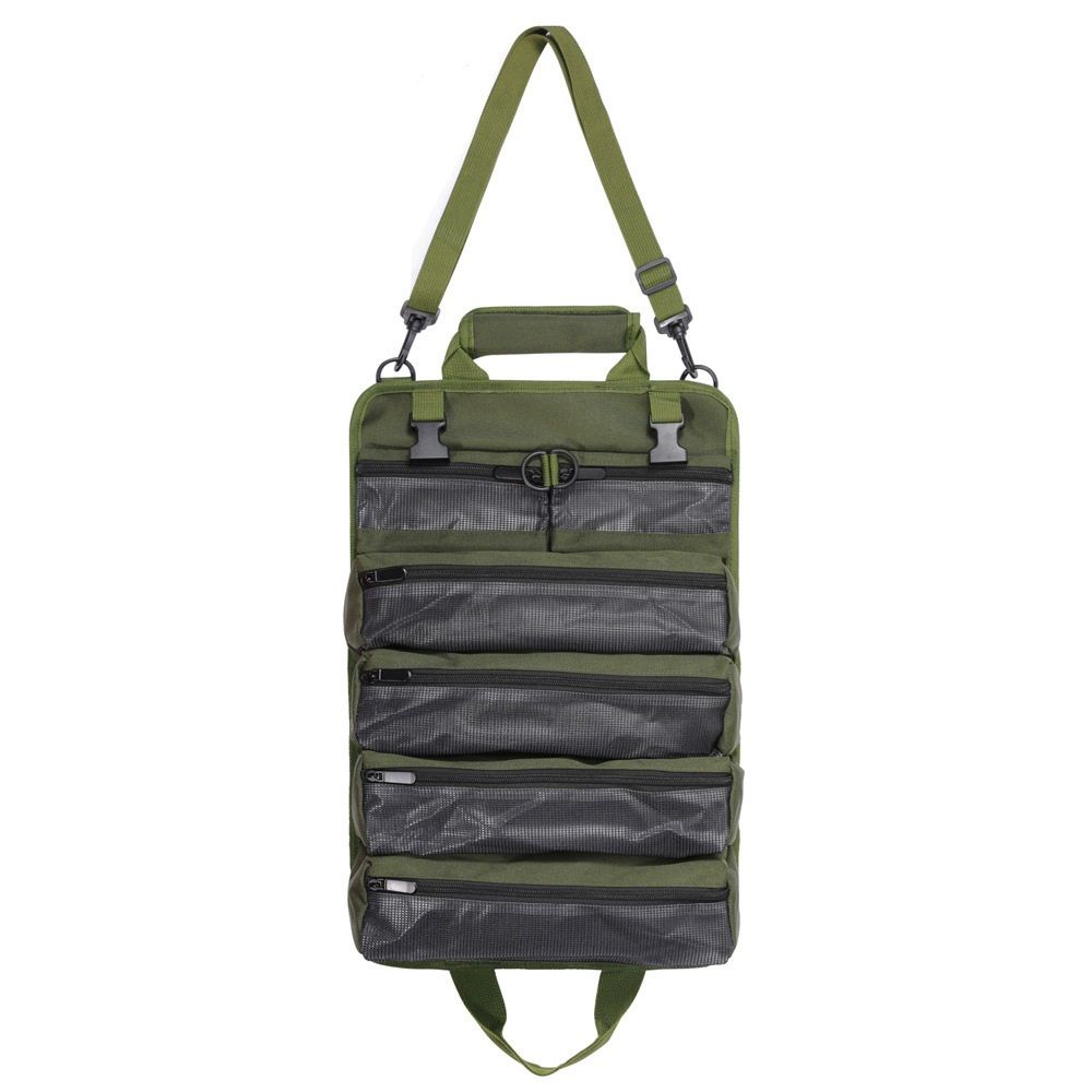 Tool Roll Bag, Heavy Duty Roll Up Tool Bag Organizer, Portable Visible Tool Storage Bag with 2 Detachable Tool Pouch (Green,oniy bag)