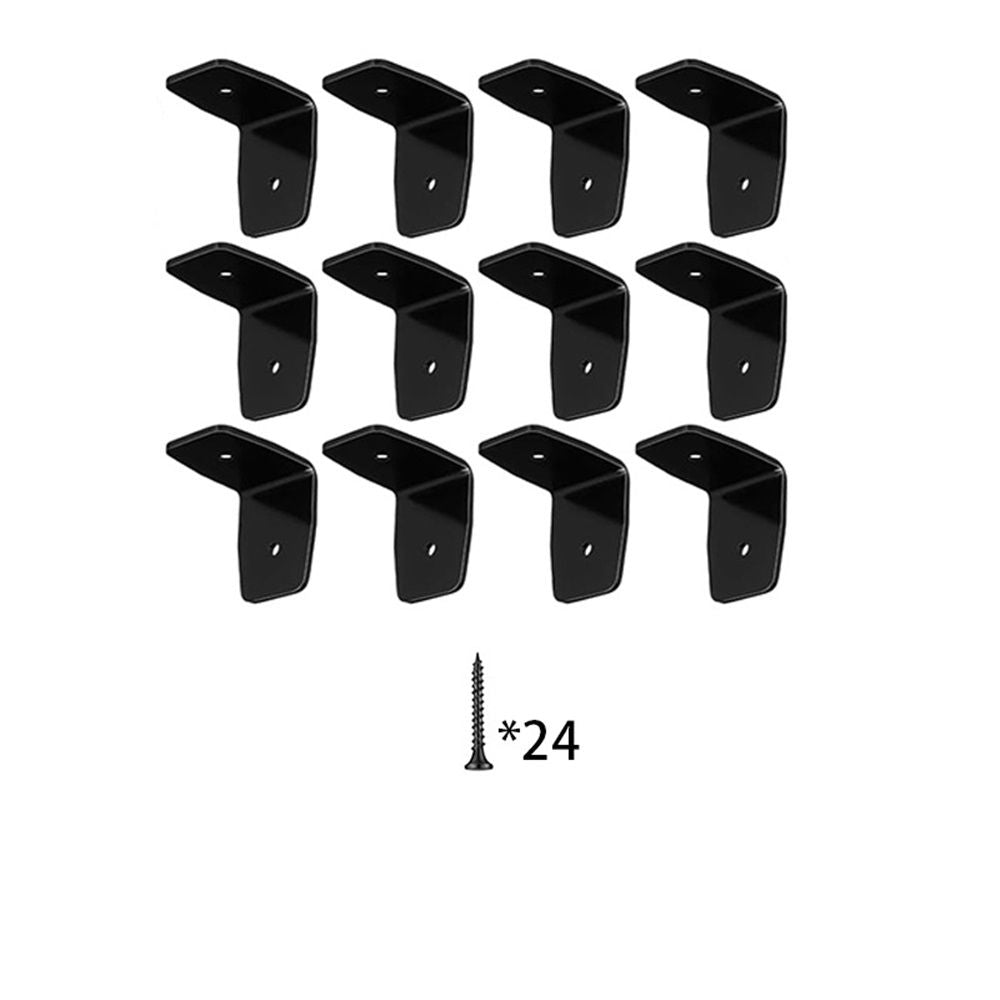 12 Pcs Black Pergola Hardware Clips Galvanized Steel Rafter Brackets Hurricane Clips Brackets Ties with Screws for Lumber Pergola, Timber Beam, Ceiling Joist