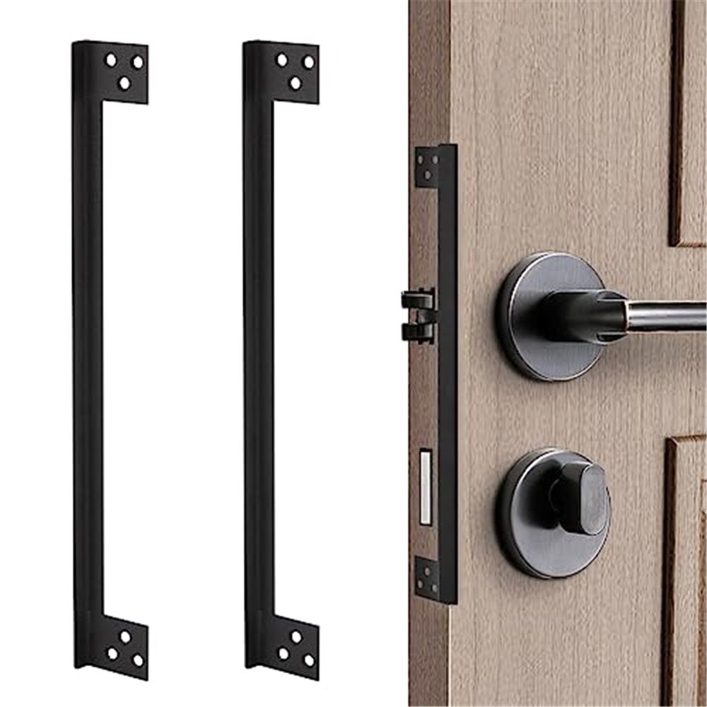 2 pack L-Shaped Door Latch Guard Plates 11", Latch Protector Black, Outswing Door Security, Dead Bolt Cover Shield(11 in. - 2pack)