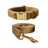 Dog Collar and Leash Set，Soft & Comfy Velvet Dog Collars with Heavy Duty Metal Buckle and Matching Lead Adjustable for Small Medium Dogs (brown)