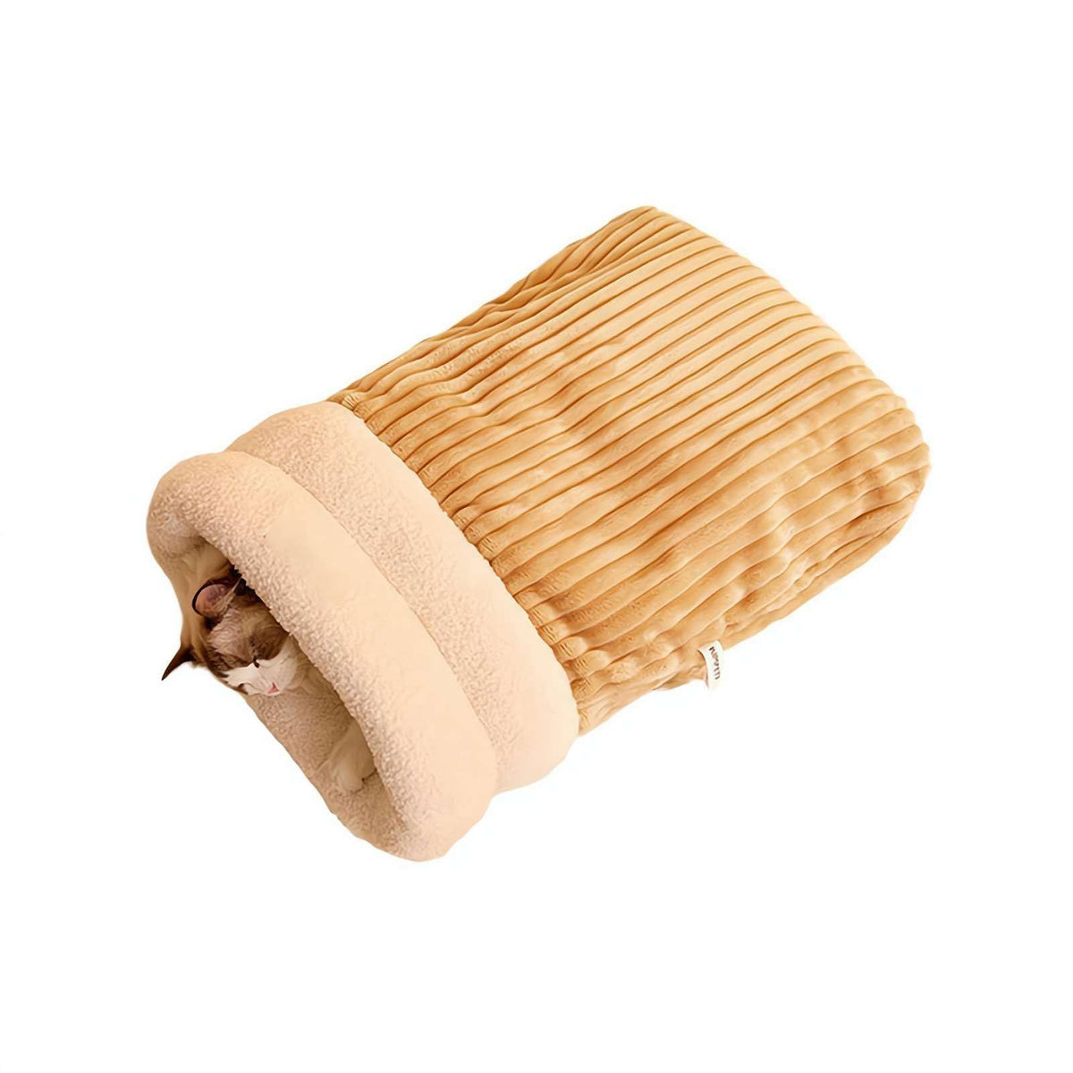 Cat Sleeping Bag for Indoor Cats，Soft Plush Cat Sack， Self Warming Cats Cave Bed, Pet Snuggle Sack for Kitten Puppy(Brown, M)