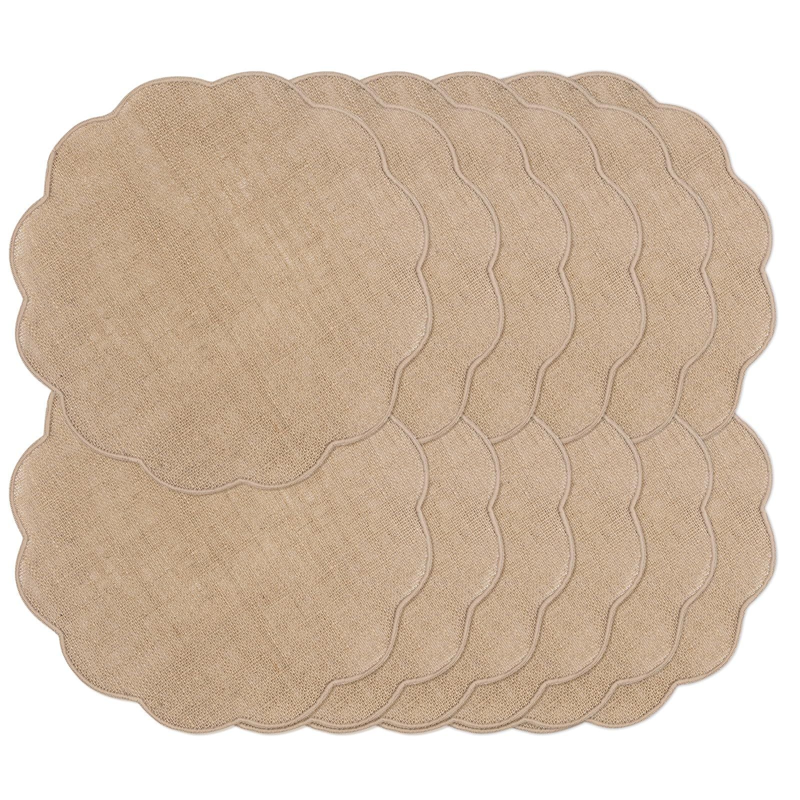 Round  Placemats Set of 12 Jute Rustic Place Mats for Dining Table Heat Resistant Natural Farmhouse Table Mats Decor (Wave Rim)