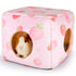 Guinea Pig Hideout, Washable Guinea Pigs House Cozy Guinea Pigs Bed for Small Pet Bunny/Rabbit/Hamster/Chinchilla Guinea Pig Accessories Strawberry（ Pink Heart）