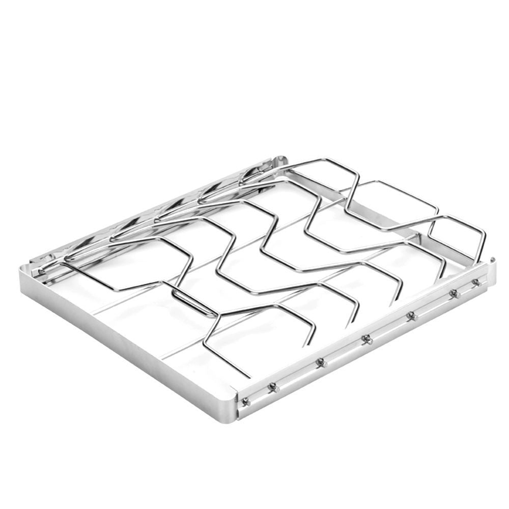 Stainless Steel 4 Slots Rib Racks for Grilling, Foldable Roasting Rack Easy to Use and Clean, Premium Durable Rib Rack Smoker Accessories (1-Pcs)