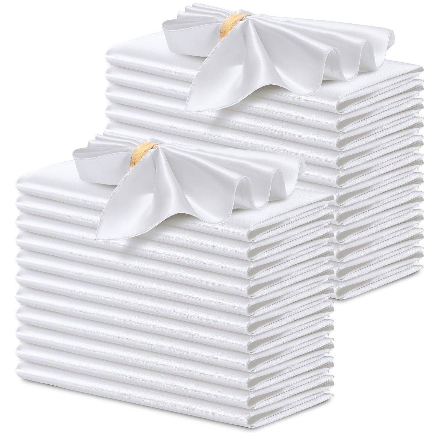 24 Pcs Silky White Satin Napkins 17 x 17 Inches, Square Smooth Wedding Dinner Napkins Satin Cloth Napkins Table Napkins for Banquet Party Restaurant Decor
