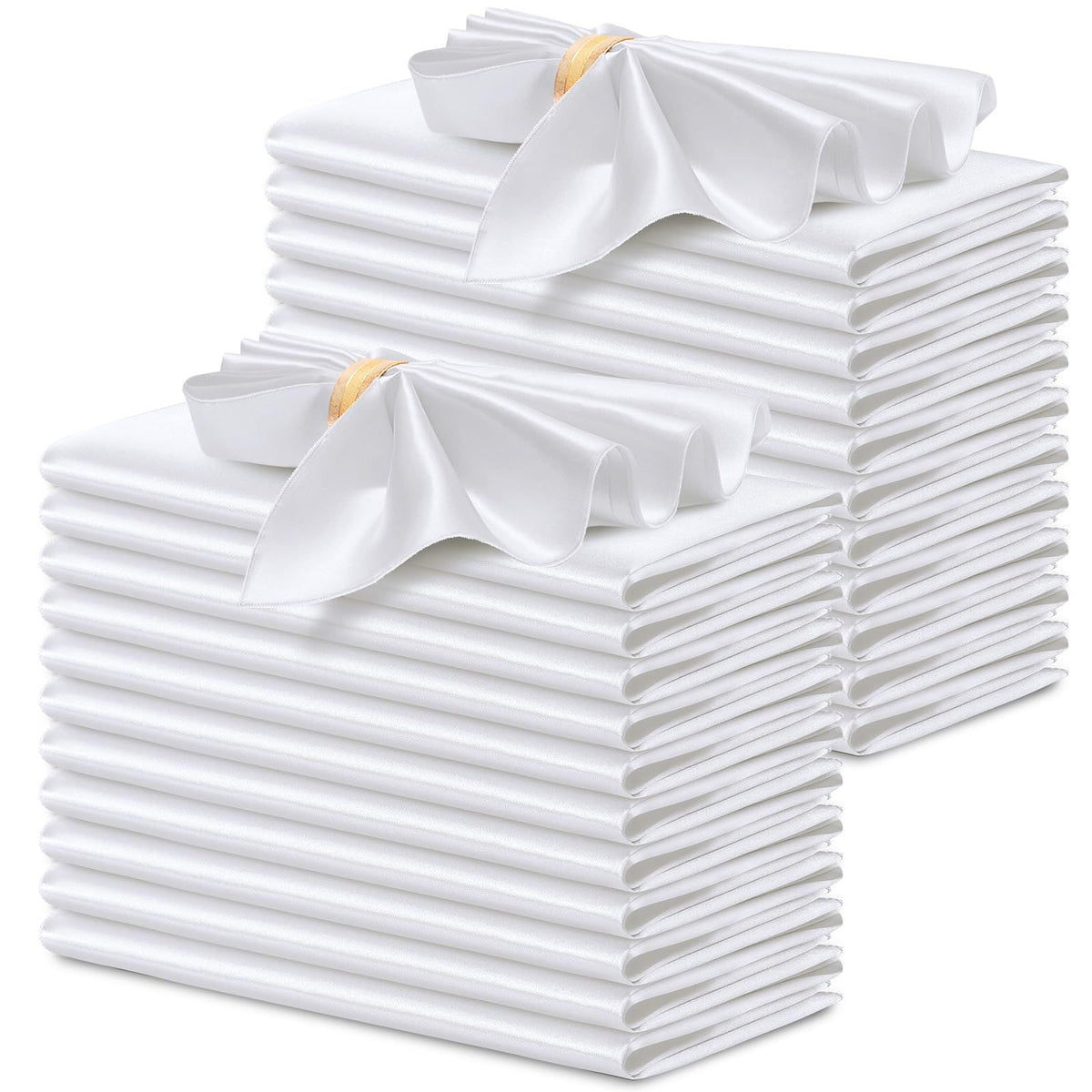 24 Pcs Silky White Satin Napkins 17 x 17 Inches, Square Smooth Wedding Dinner Napkins Satin Cloth Napkins Table Napkins for Banquet Party Restaurant Decor